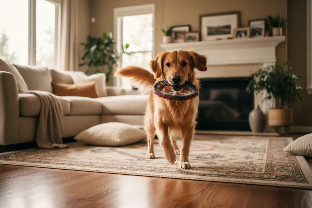 Golden Retriever in Cozy Living Room